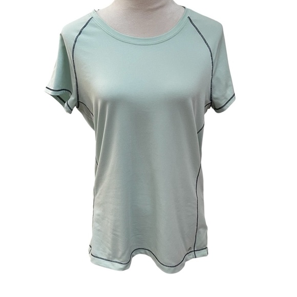 ALO Yoga Tops - Alo Cool Fit XXL Women’s Light Green Short Sleeve Tee Navy Stitching